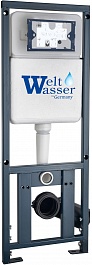 WeltWasser Унитаз подвесной Salzbach 004 GL-WT в комплекте с инсталляцией Marberg 410 с клавишей смыва хром матовый – фотография-5